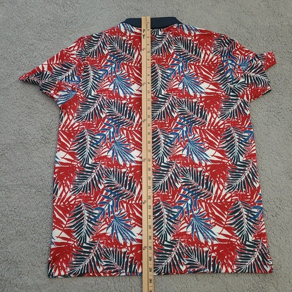 Goodfellow & Co Polo Shirt Mens Large Hawaiian Aloha Palm Floral Knit Collar - Picture 9 of 10